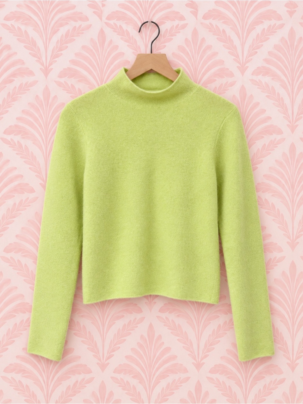 Margaret O'Leary Neon Lime Mock Neck Sweater like new